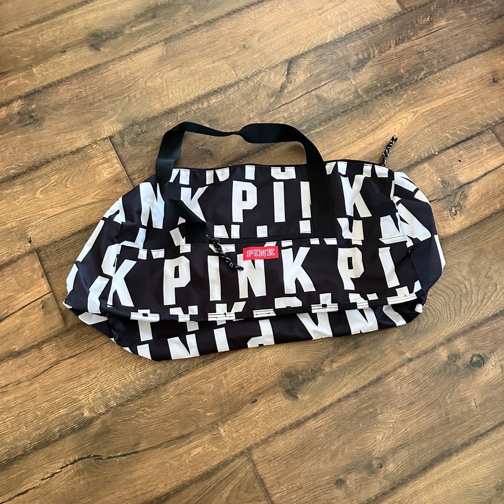 PINK black and white duffel